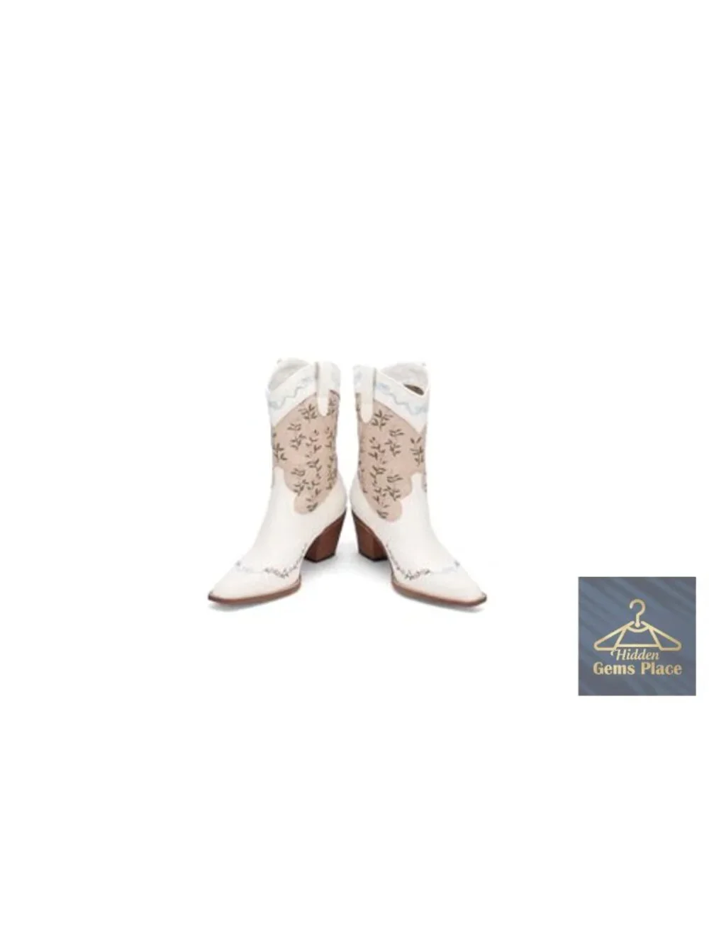 Women's Western Cowboy Boots Mid-Calf Chunky Heel Square Toe Faux Leather